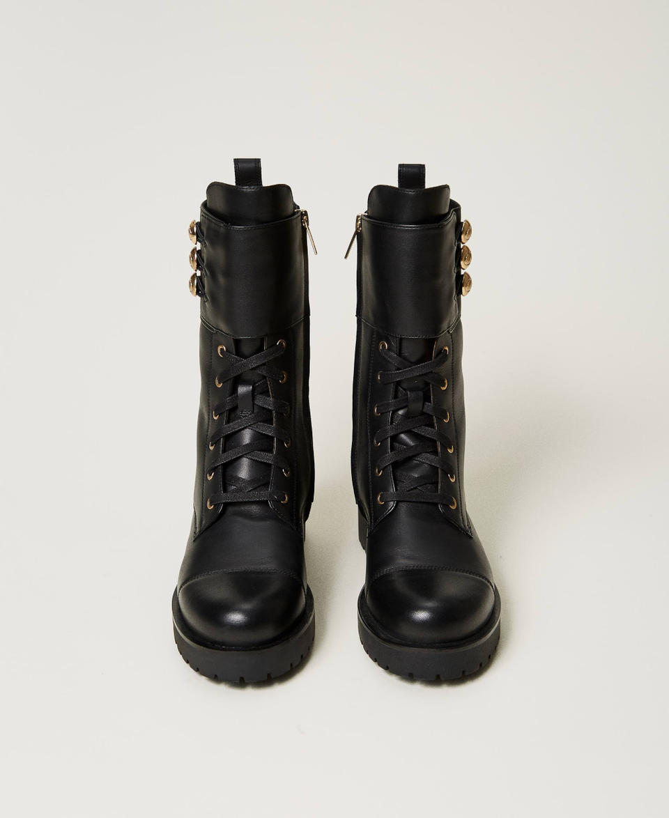 Twin Set Anfibi in pelle con bottoni Hotsell