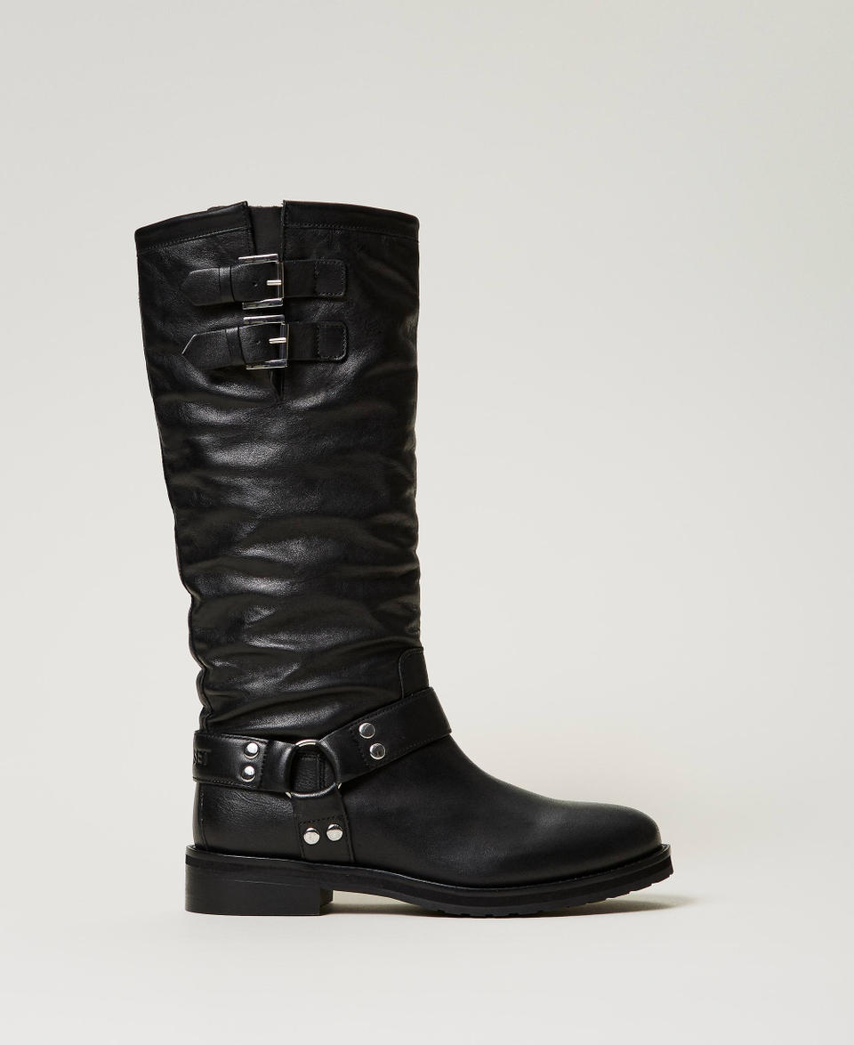 Twin Set Stivali biker 'Darcy' in pelle con cinturini Vendita Calda