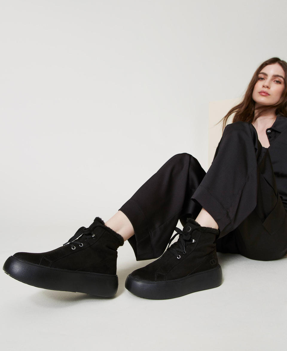 Twin Set Sneakers alta con faux fur Vendita Economica