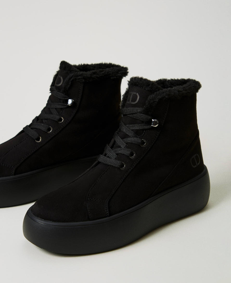 Twin Set Sneakers alta con faux fur Vendita Economica