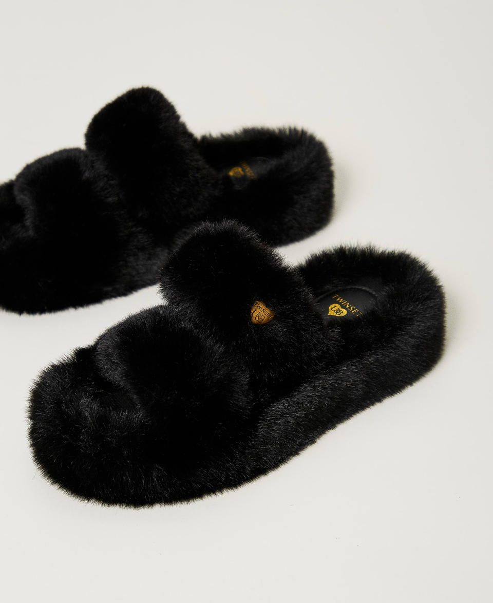 Twin Set Sandali slide in faux fur 2025