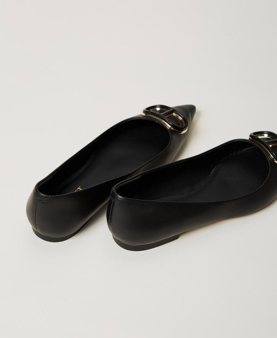 Twin Set Ballerine in pelle con Oval T Pezzi Unici