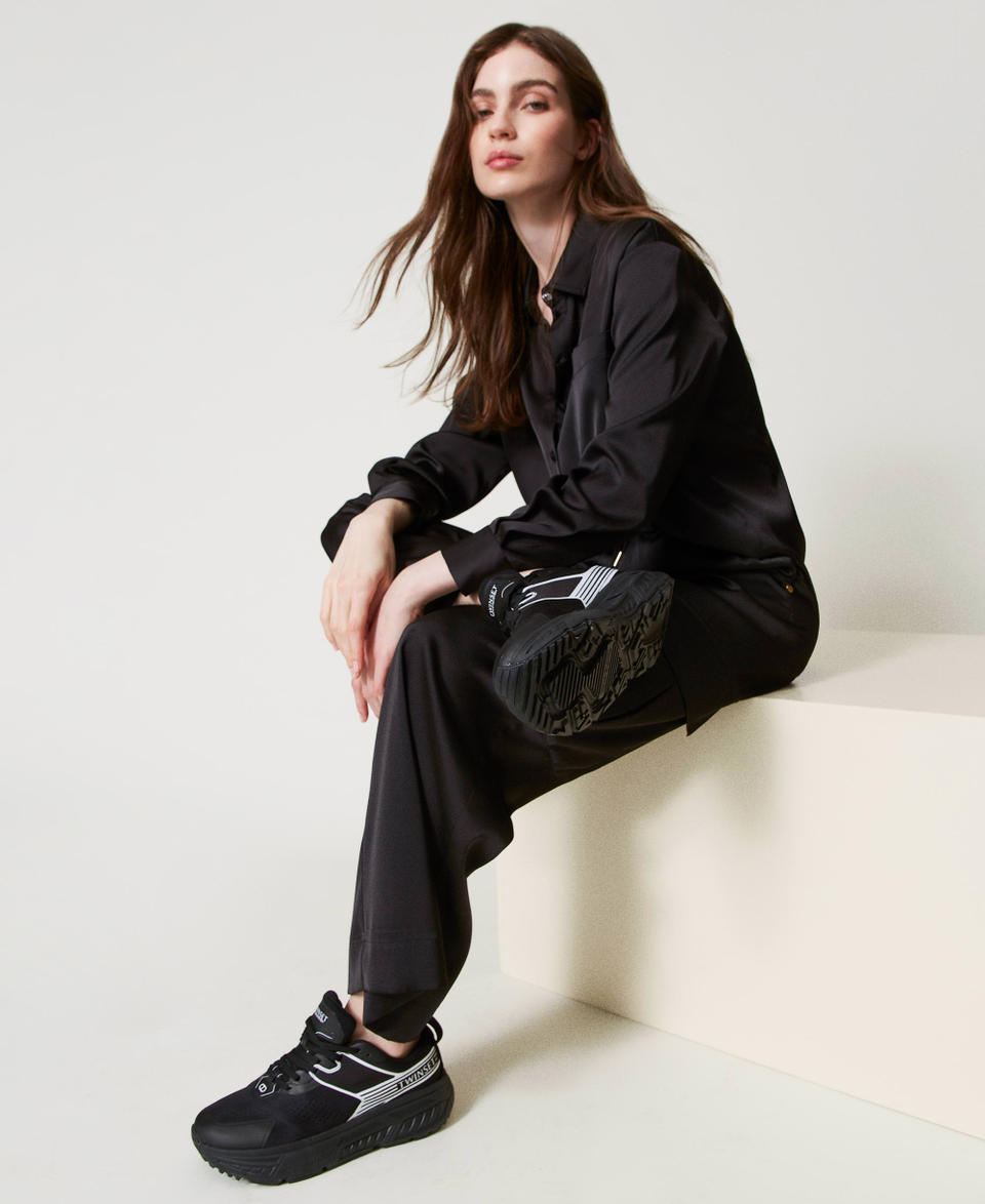Twin Set Sneakers Fessura a righe con logo a contrasto Consegna Veloce