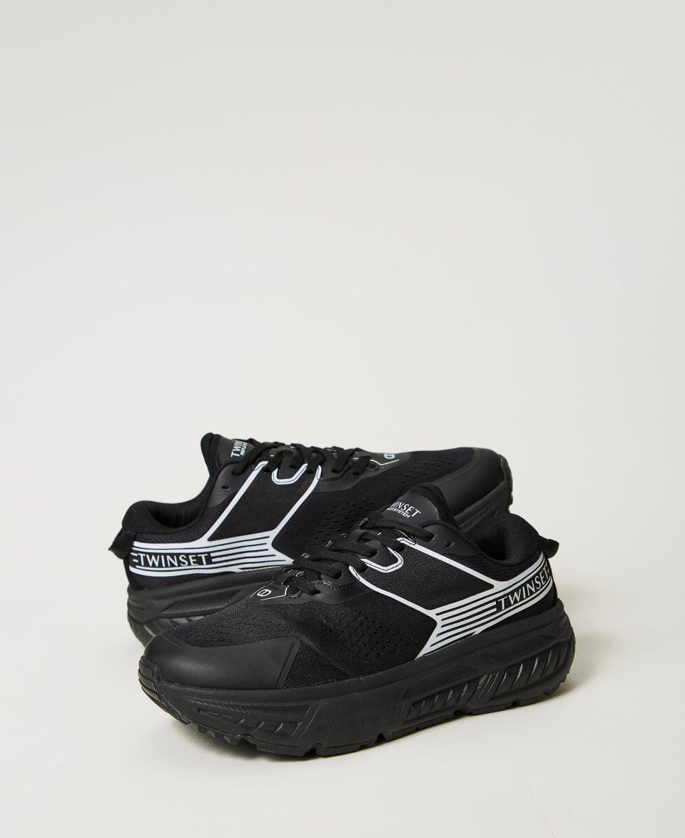Twin Set Sneakers Fessura a righe con logo a contrasto Consegna Veloce
