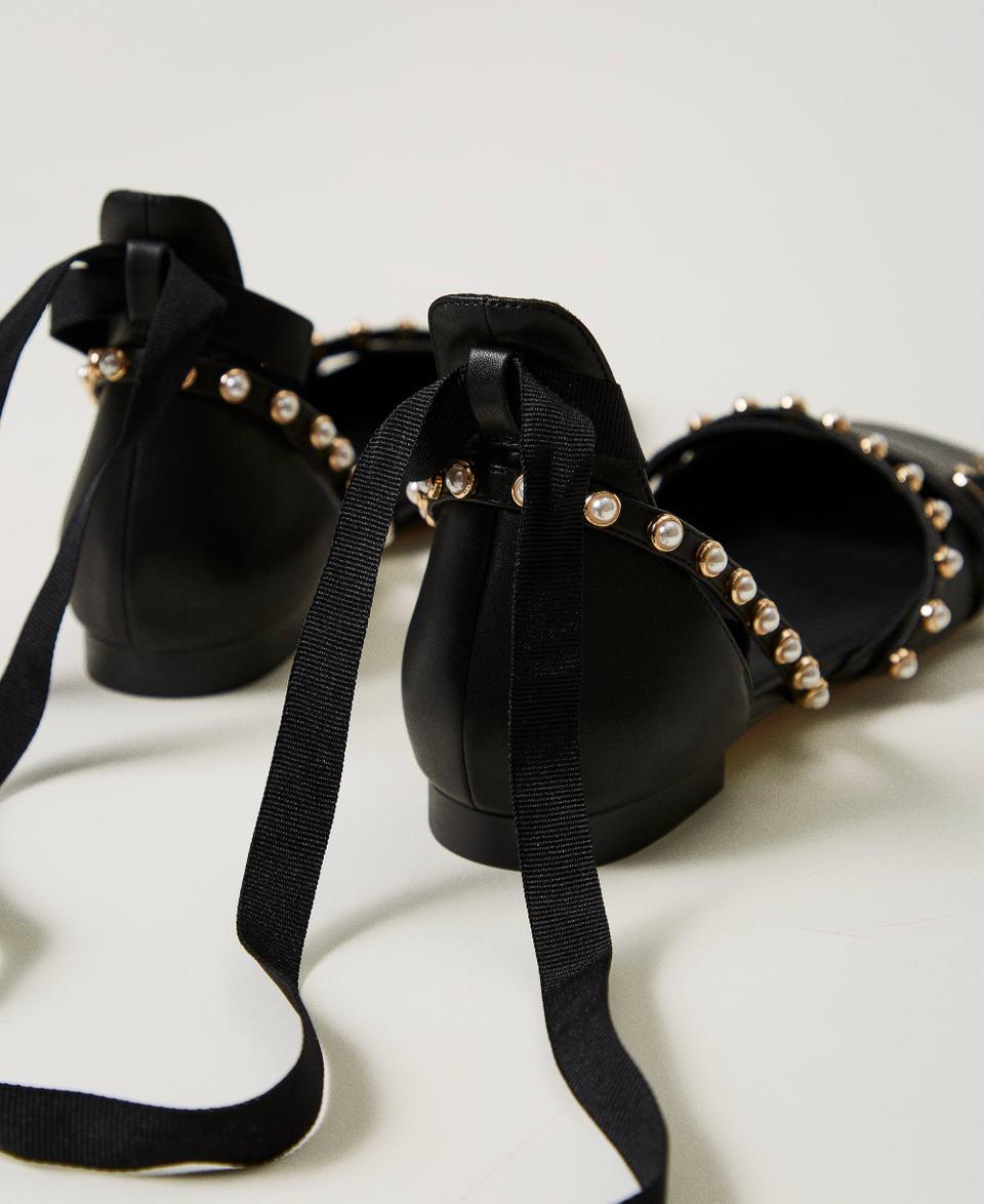 Twin Set Ballerine con perle e nastri Sottocosto
