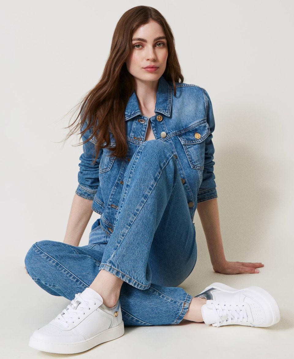 Twin Set Sneakers in pelle con inserti laminati Outlet