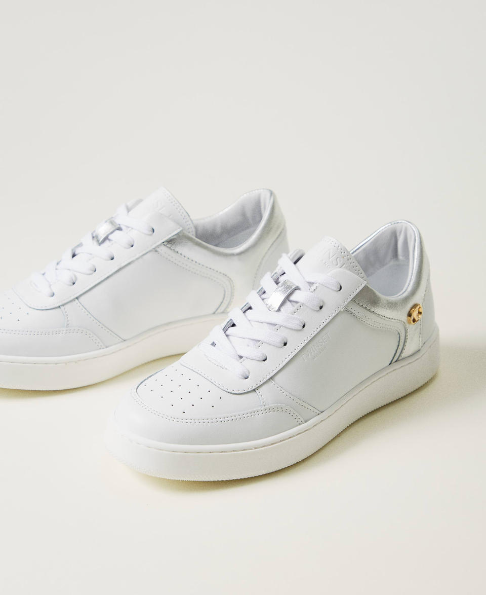 Twin Set Sneakers in pelle con inserti laminati Outlet