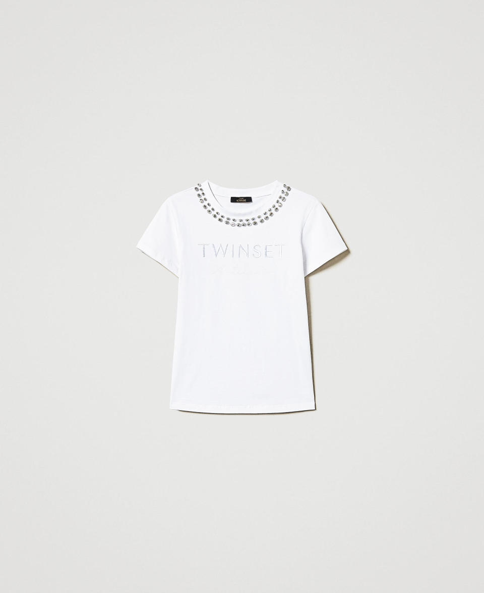 Twin Set T-shirt con ricamo a mano e logo Offerte