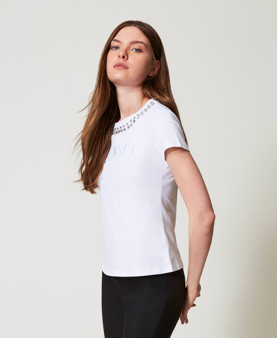 Twin Set T-shirt con ricamo a mano e logo Offerte
