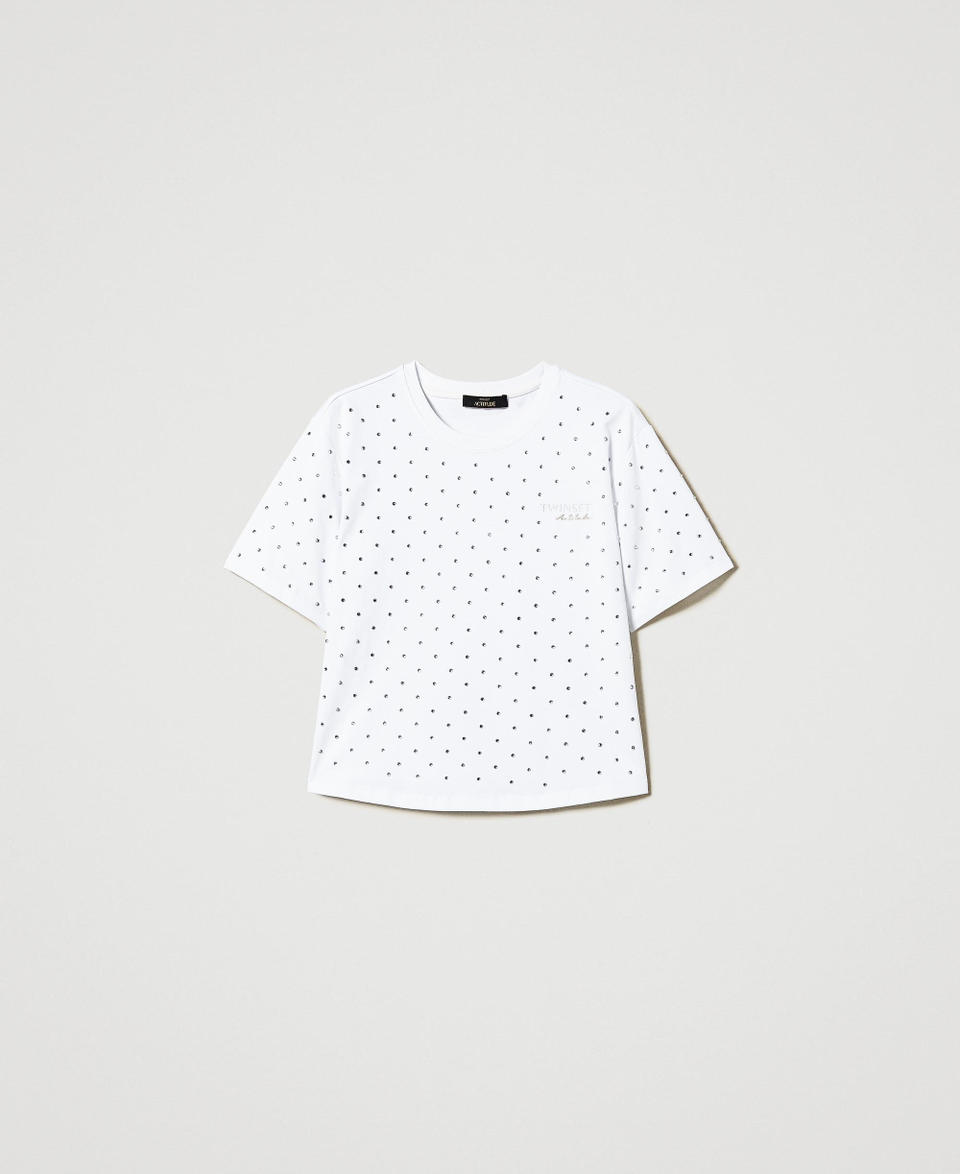 Twin Set T-shirt boxy con strass Hotsell
