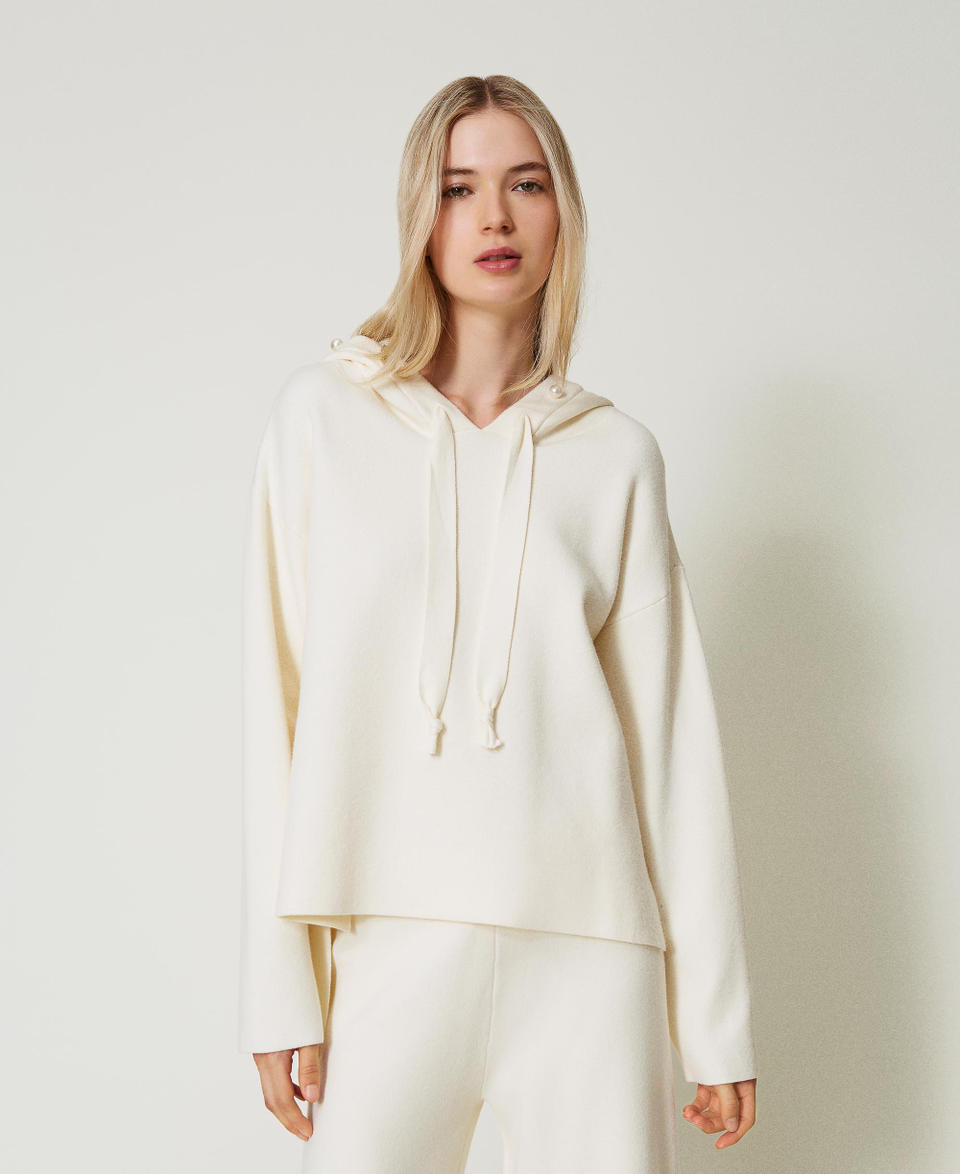 Twin Set Maglia con cappuccio e perle Vendita Calda