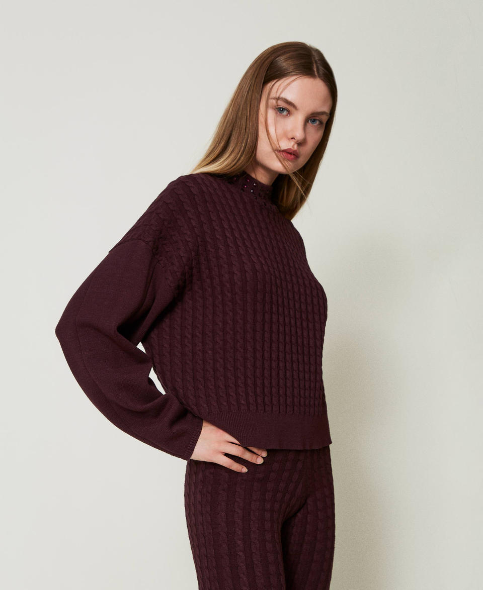 Twin Set Maglia lupetto a trecce con strass Nuova