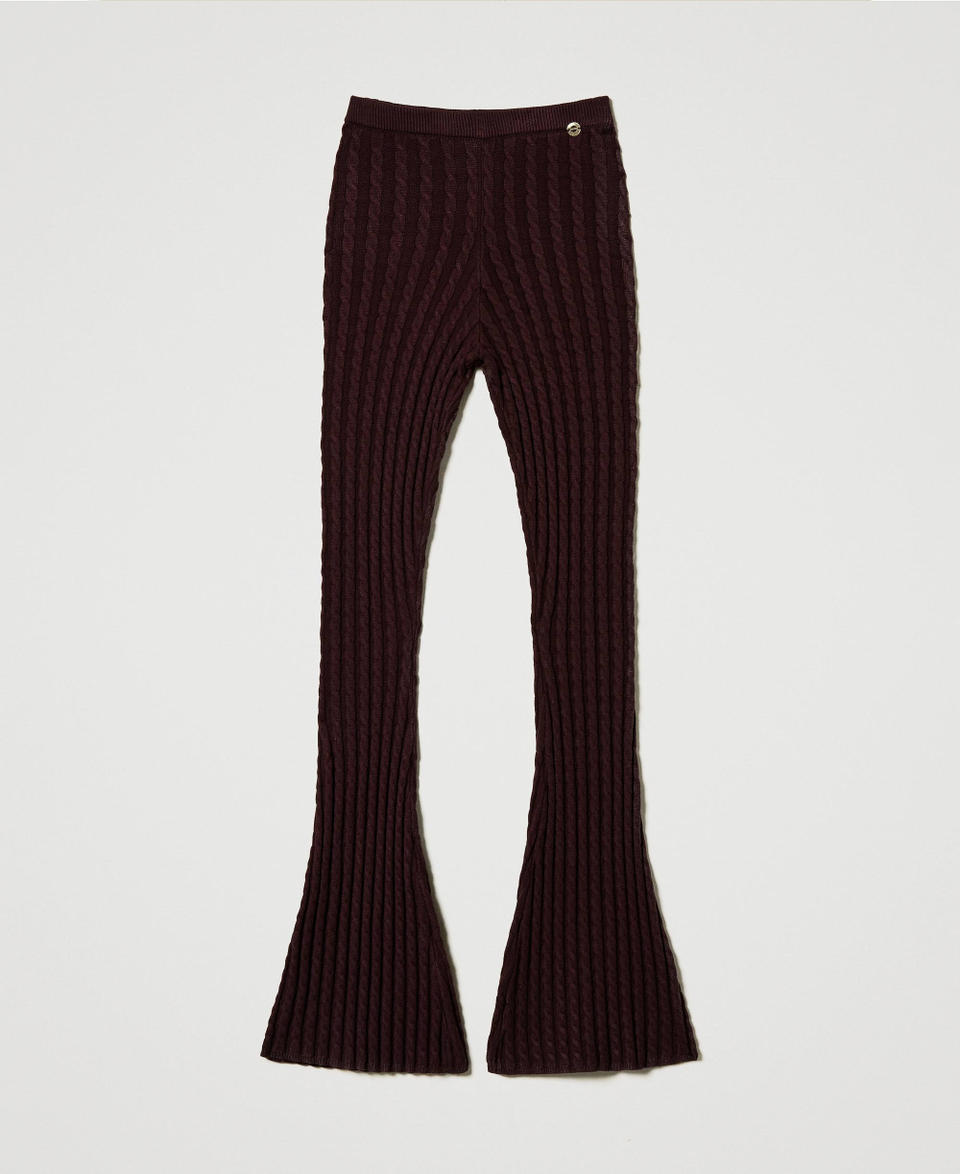 Twin Set Pantaloni flare in maglia a trecce Moda