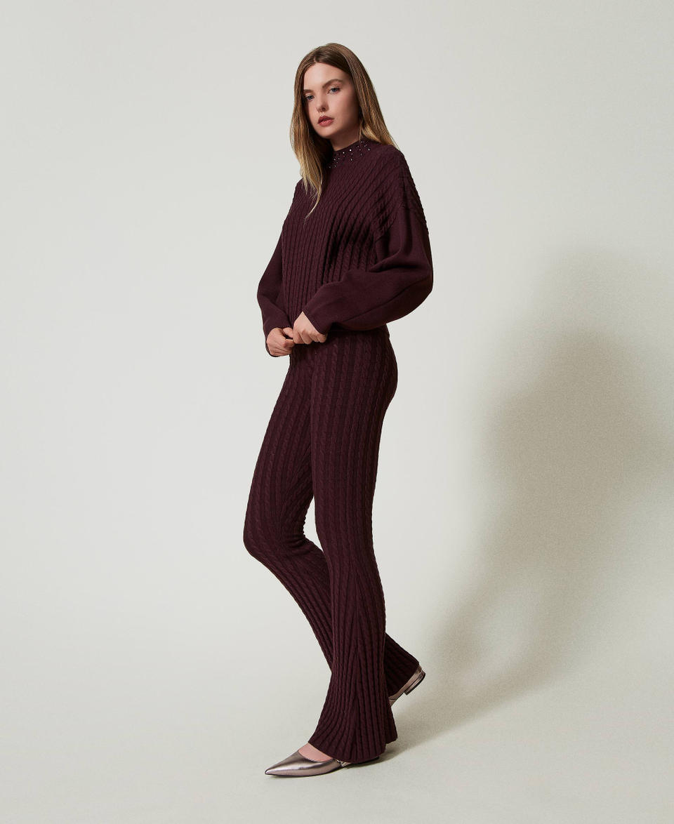 Twin Set Pantaloni flare in maglia a trecce Moda