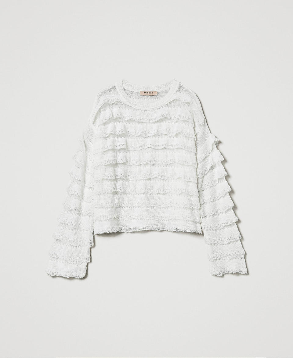 Twin Set Maglia boxy con balze effetto pizzo Consegna Veloce