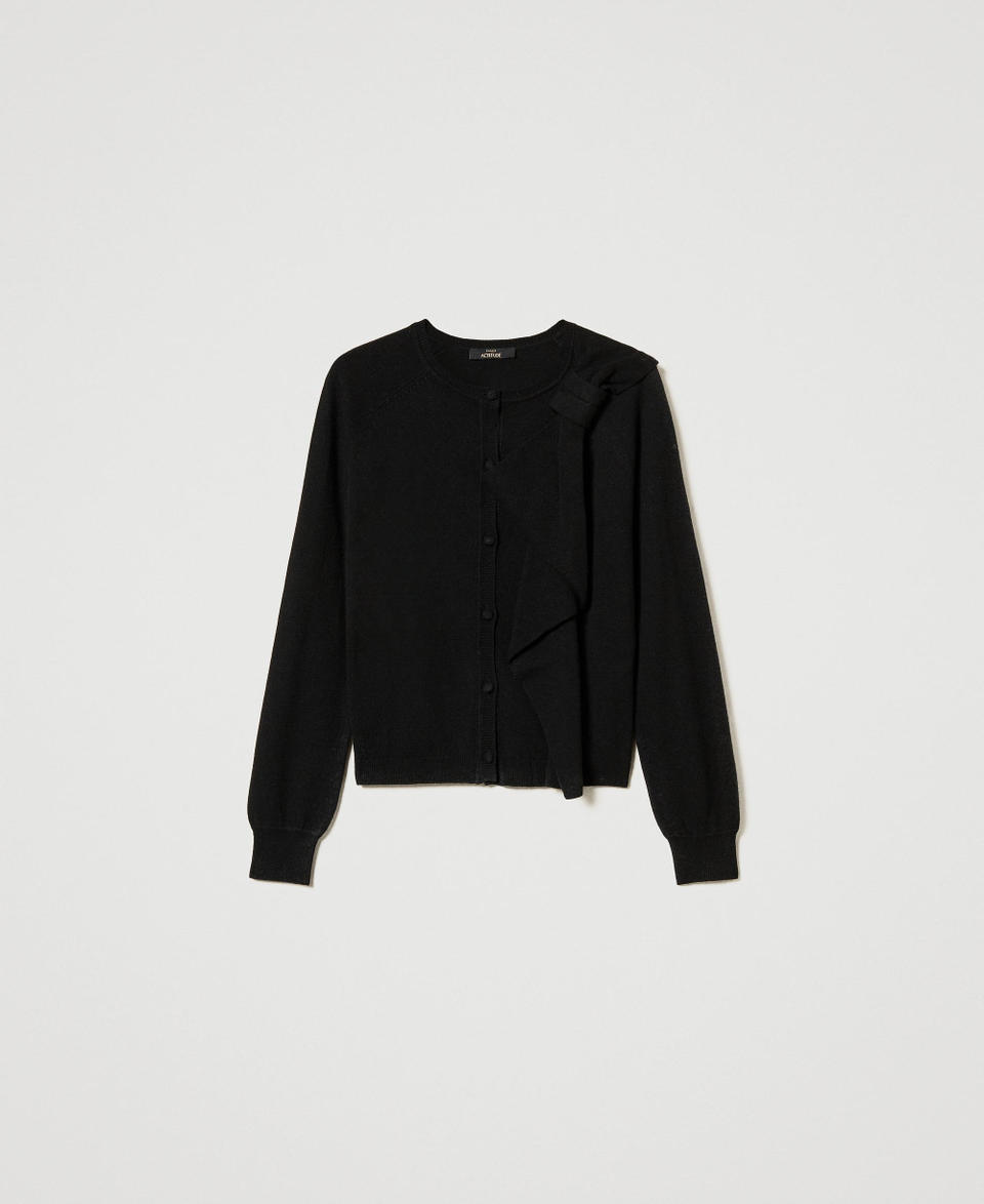 Twin Set Cardigan in misto lana con maxi fiocco Prezzo Ridotto