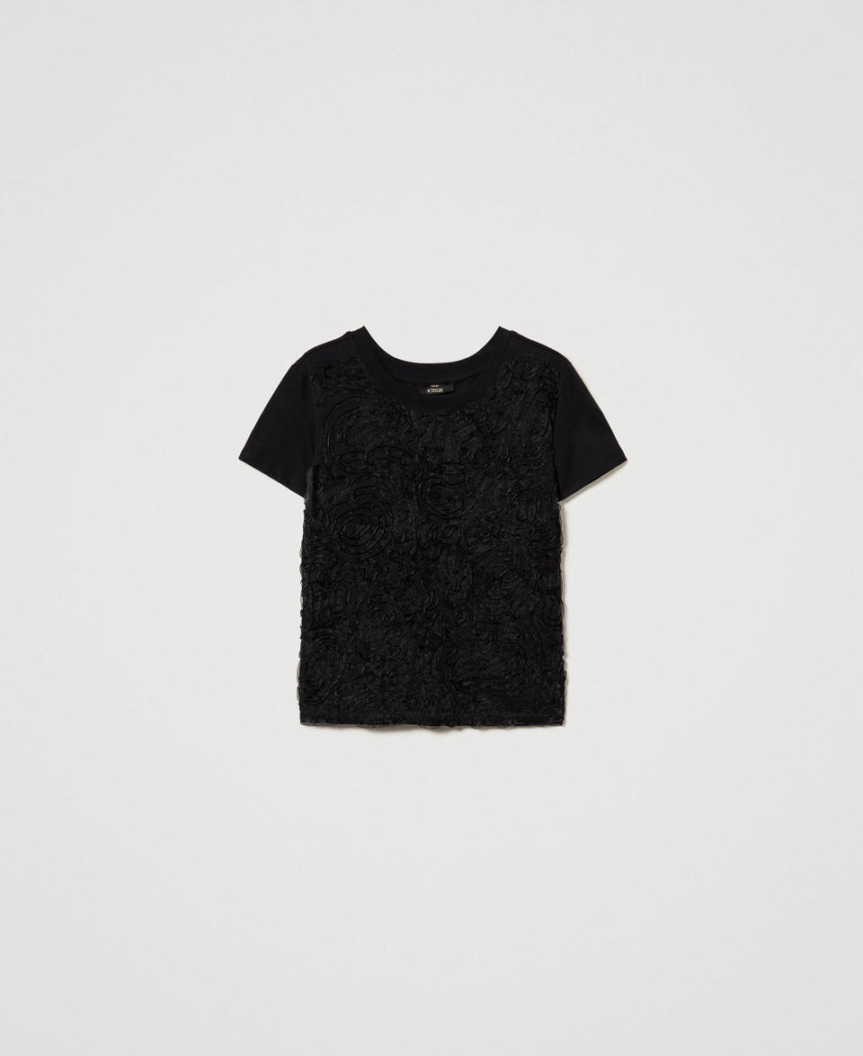 Twin Set T-shirt con ricami in organza Saldi
