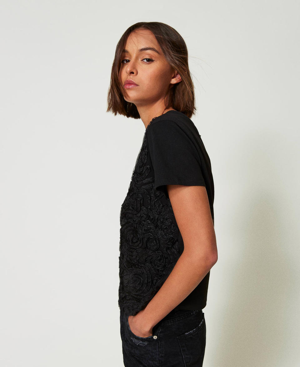 Twin Set T-shirt con ricami in organza Saldi