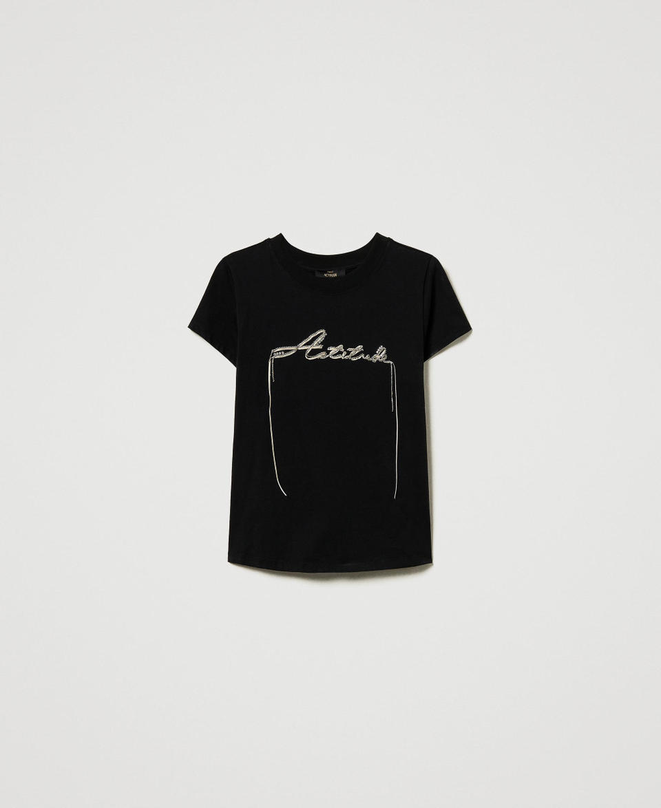 Twin Set T-shirt con logo e strass Offerte