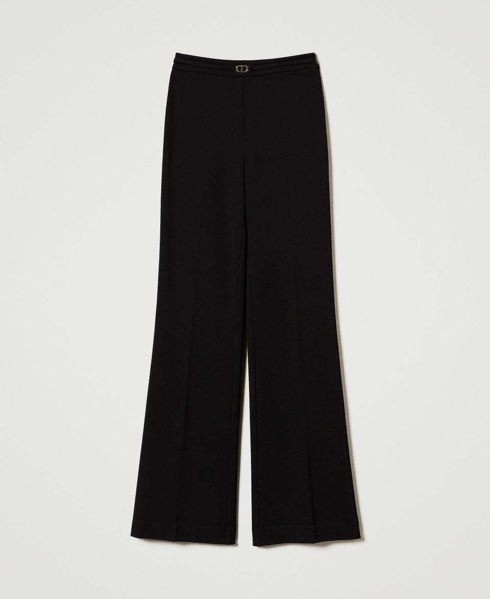Twin Set Pantaloni straight leg con cinturino Oval T Nuova