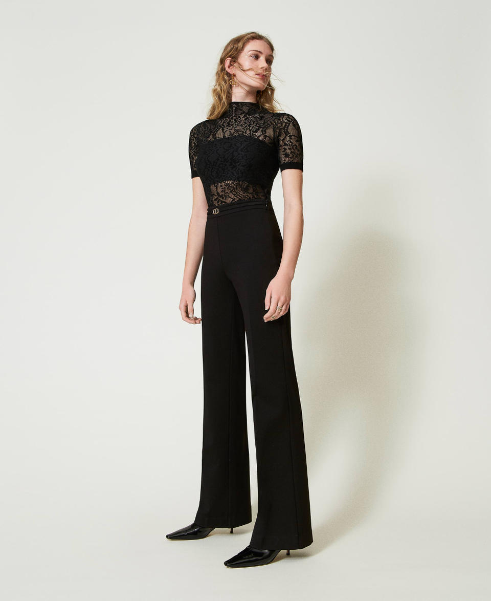 Twin Set Pantaloni straight leg con cinturino Oval T Nuova