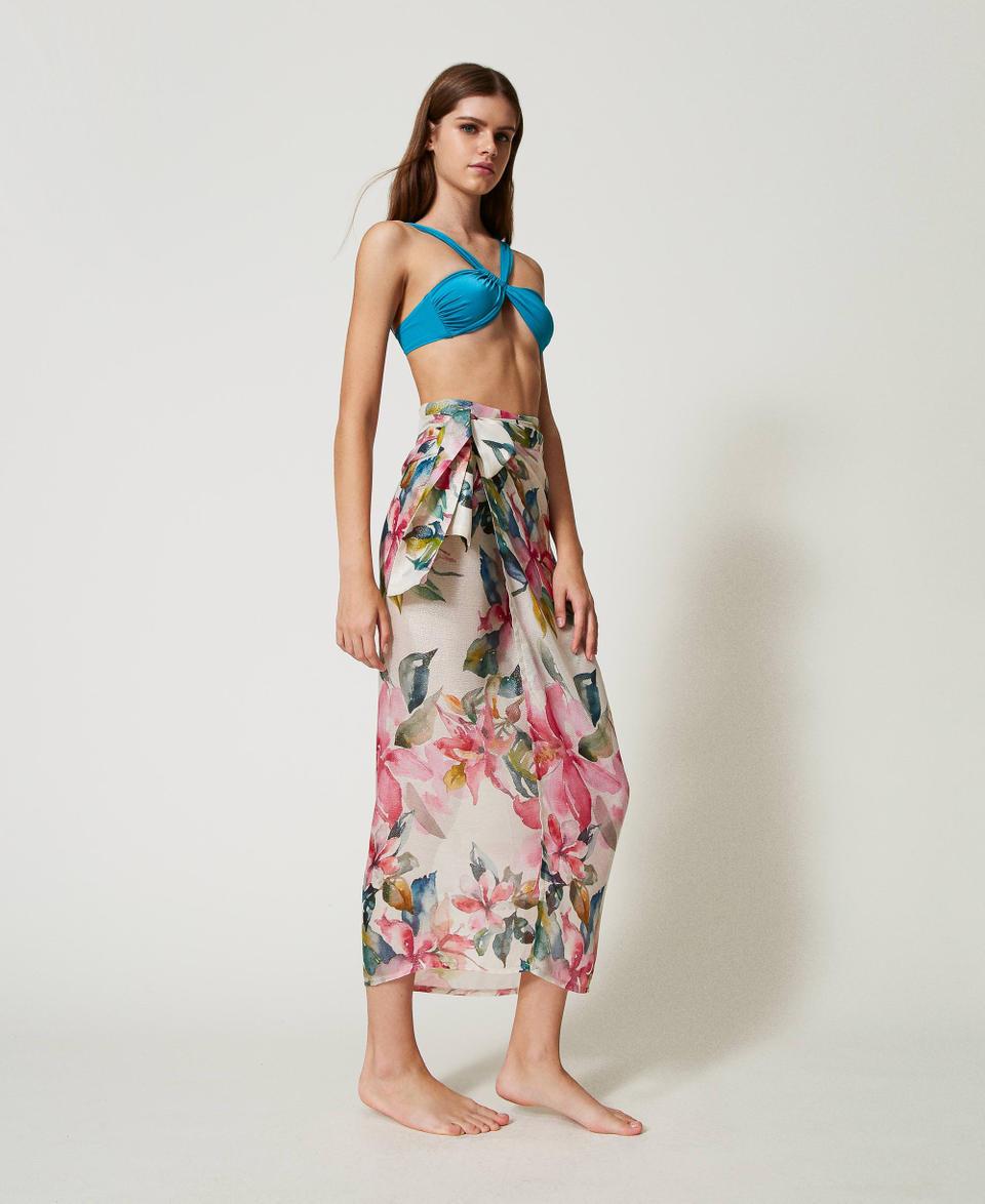 Twin Set Pareo con lurex e stampa Italia
