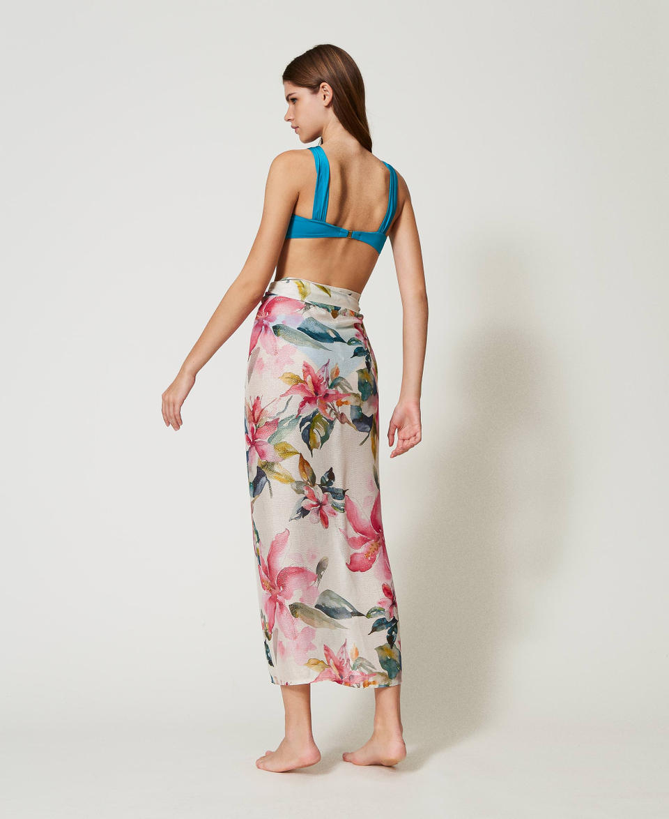 Twin Set Pareo con lurex e stampa Italia