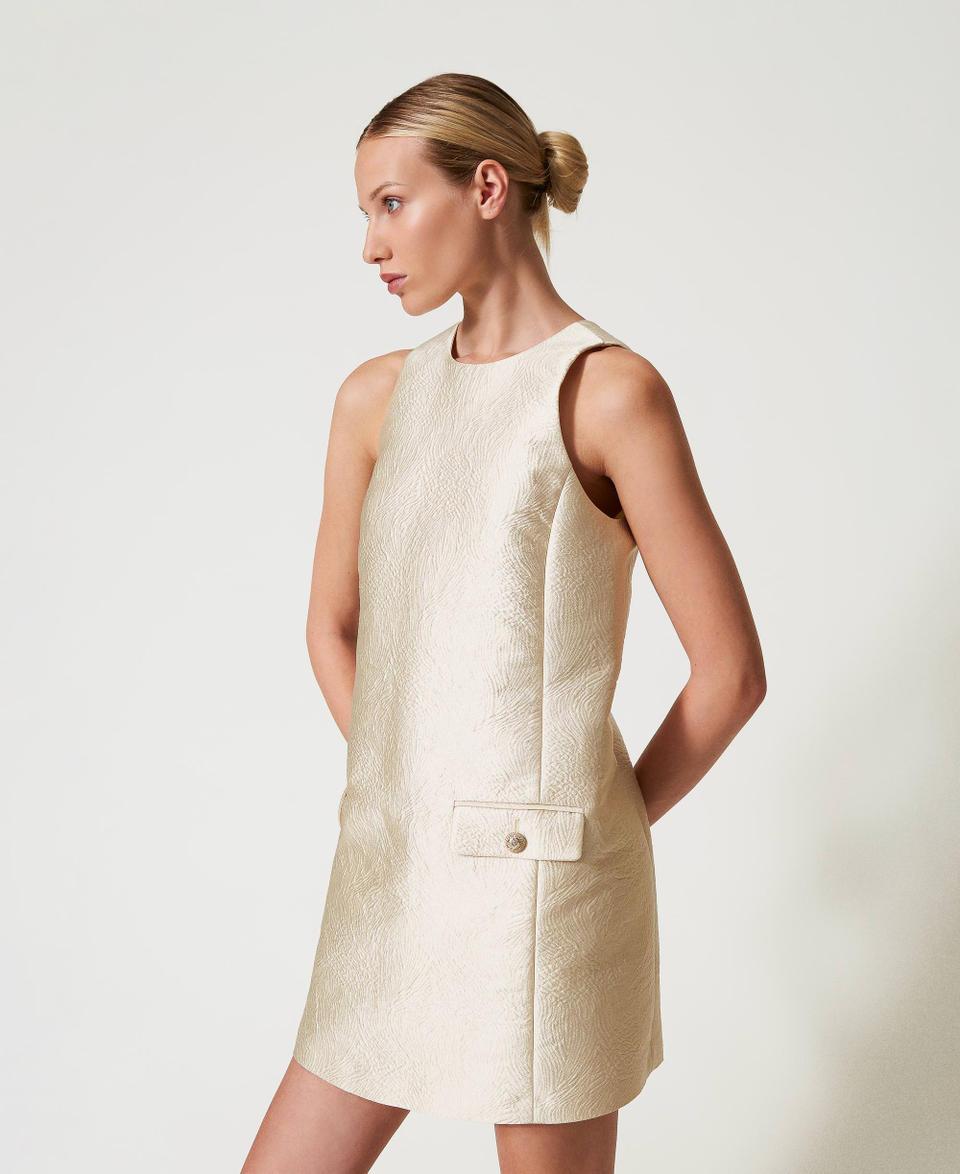 Twin Set Abito halter corto in broccato jacquard Nuovo