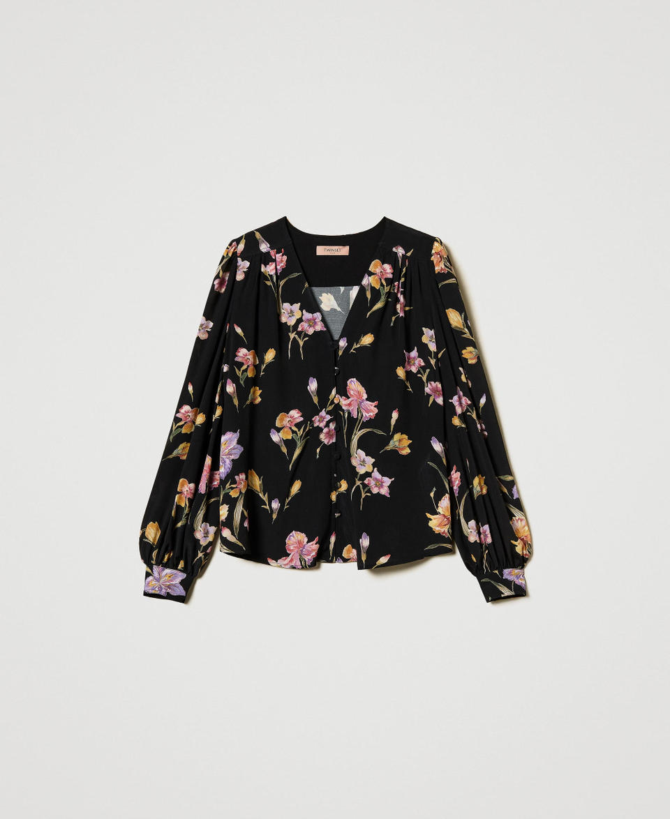 Twin Set Camicia in crêpe de Chine a fiori Vendita