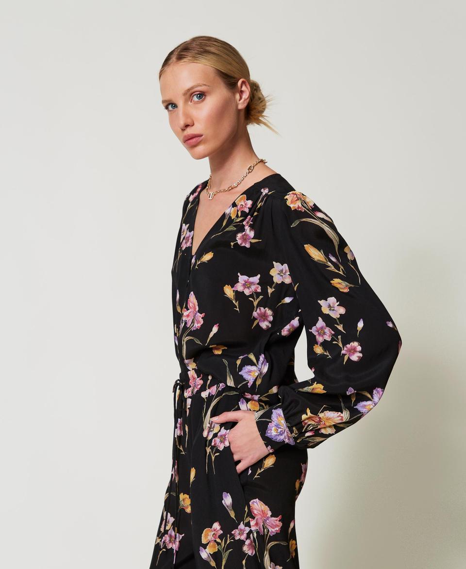 Twin Set Camicia in crêpe de Chine a fiori Vendita