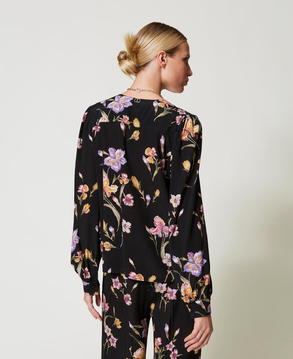 Twin Set Camicia in crêpe de Chine a fiori Vendita