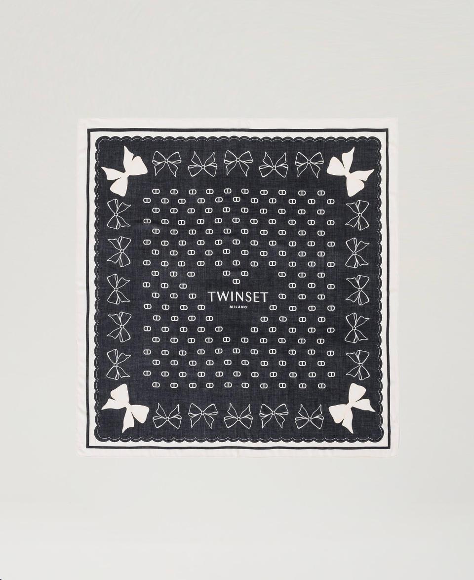 Twin Set Kefiah con stampa fiocchi e logo Prezzo Ridotto