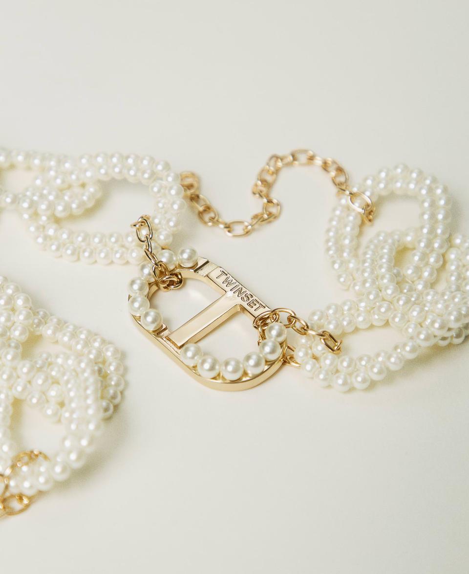 Twin Set Collana con catena di perle e Oval T Moda