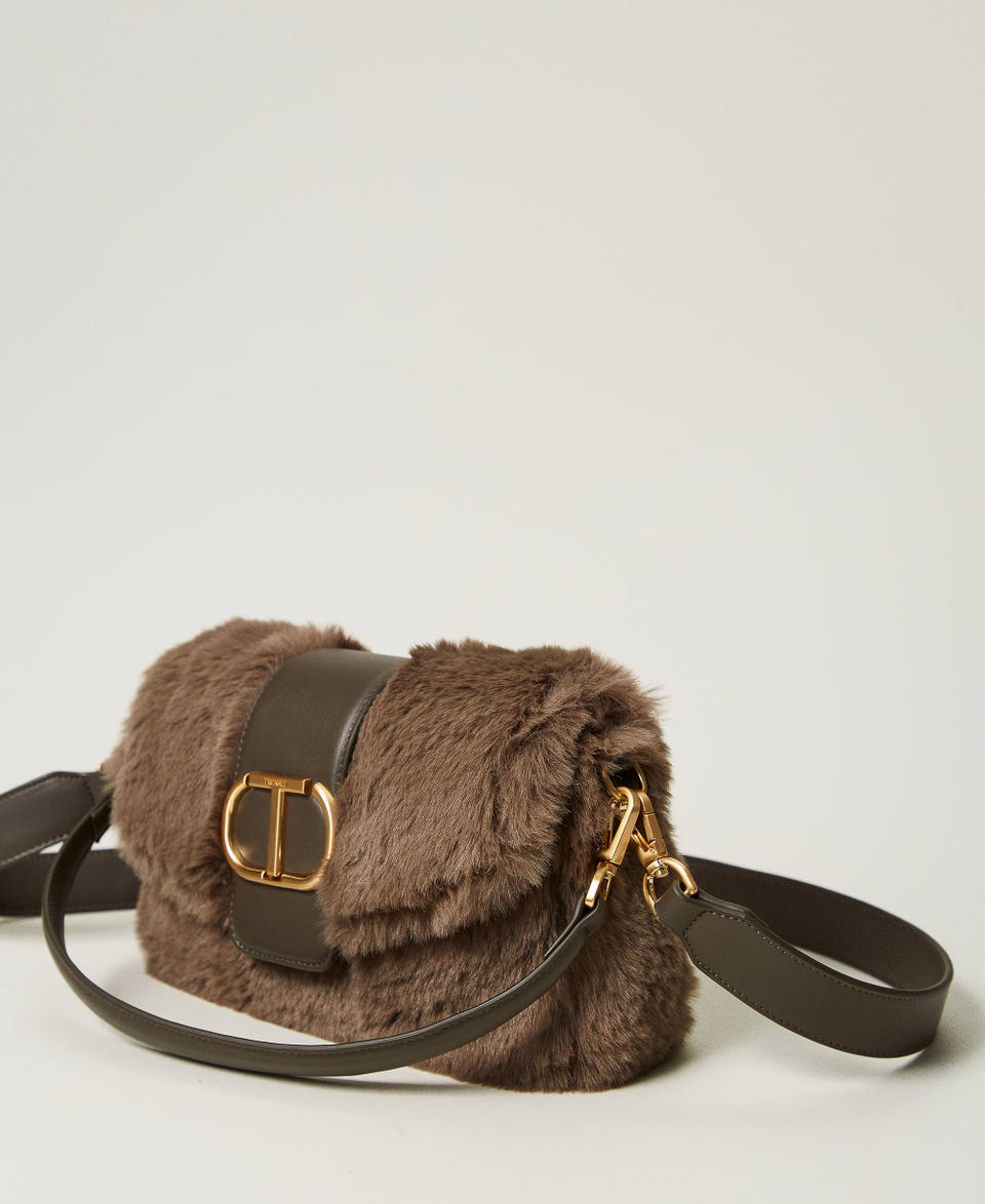Twin Set Borsa a tracolla 'Amie' media in faux fur Promozione