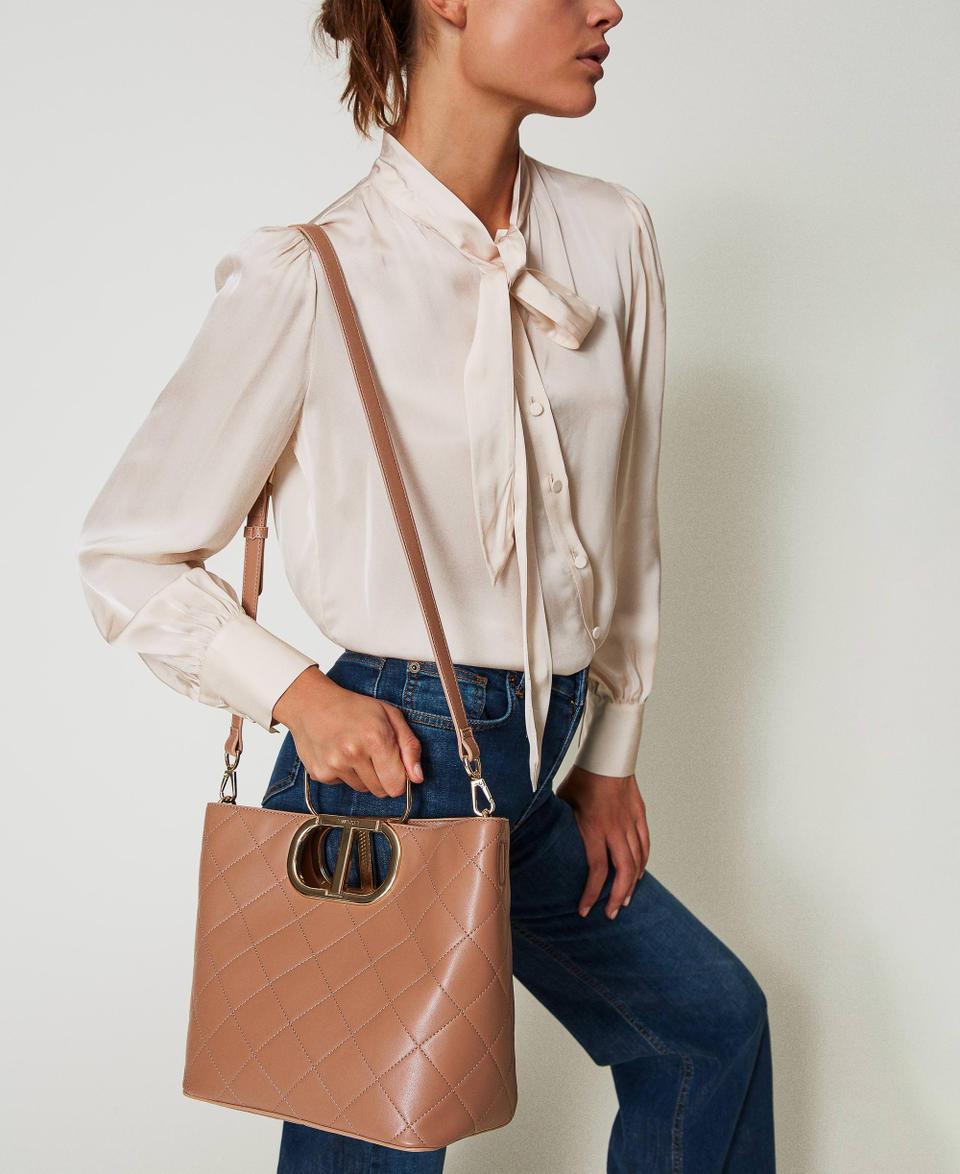 Twin Set Borsa shopper 'Lila' trapuntata con manico Oval T Negozi Online