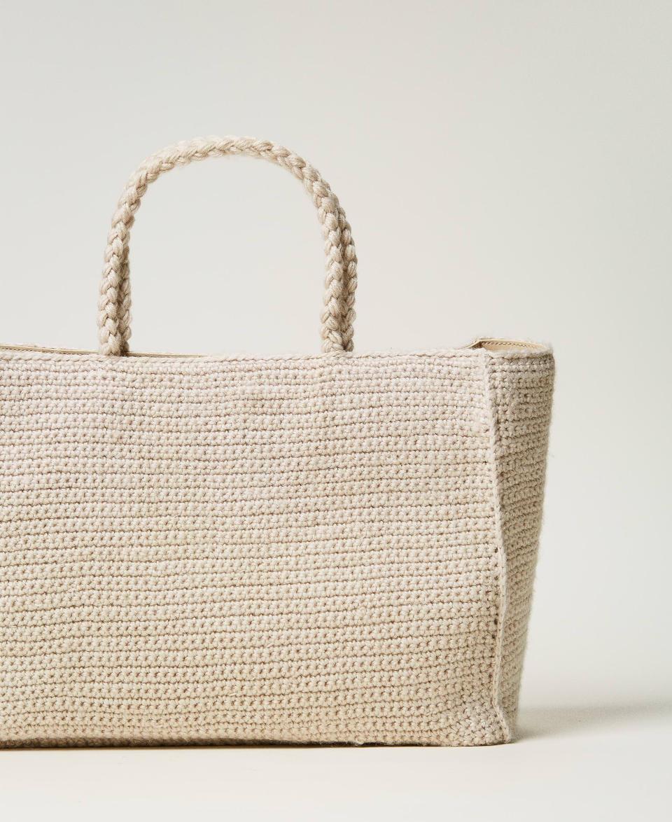 Twin Set Borsa shopper 'Bohémienne' tricot con logo Sottocosto