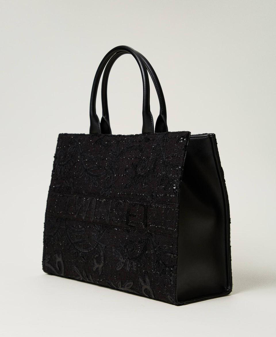 Twin Set Borsa shopper 'Victoria' con ricamo e logo Vendita Calda