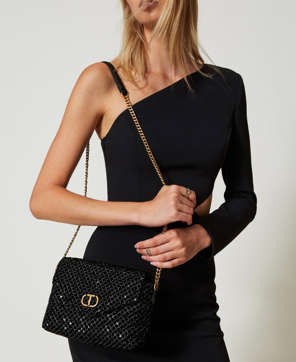 Twin Set Borsa a tracolla 'Dreamy' piccola in velluto ricamato Vendite Flash