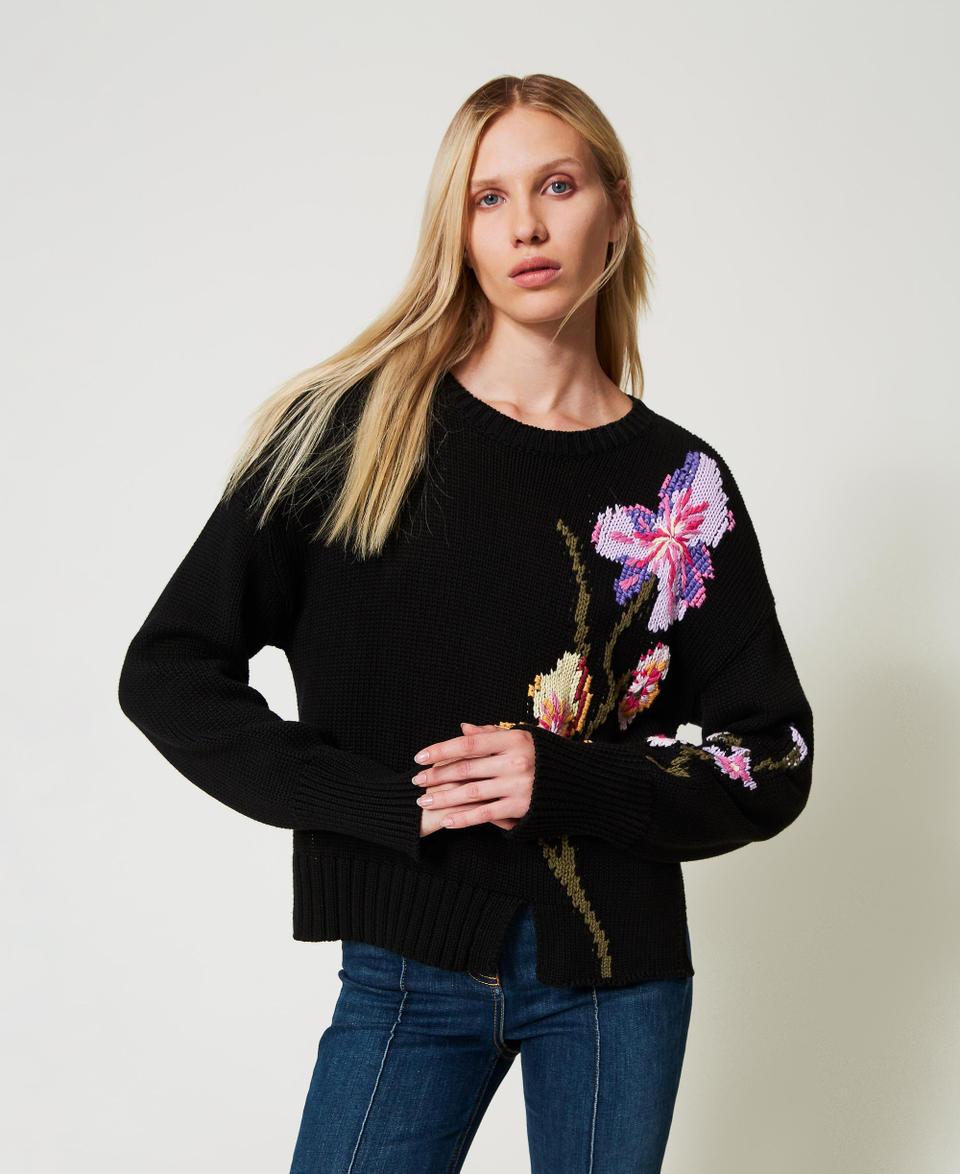 Twin Set Maglia con fiori e ricamo a mano Qualità