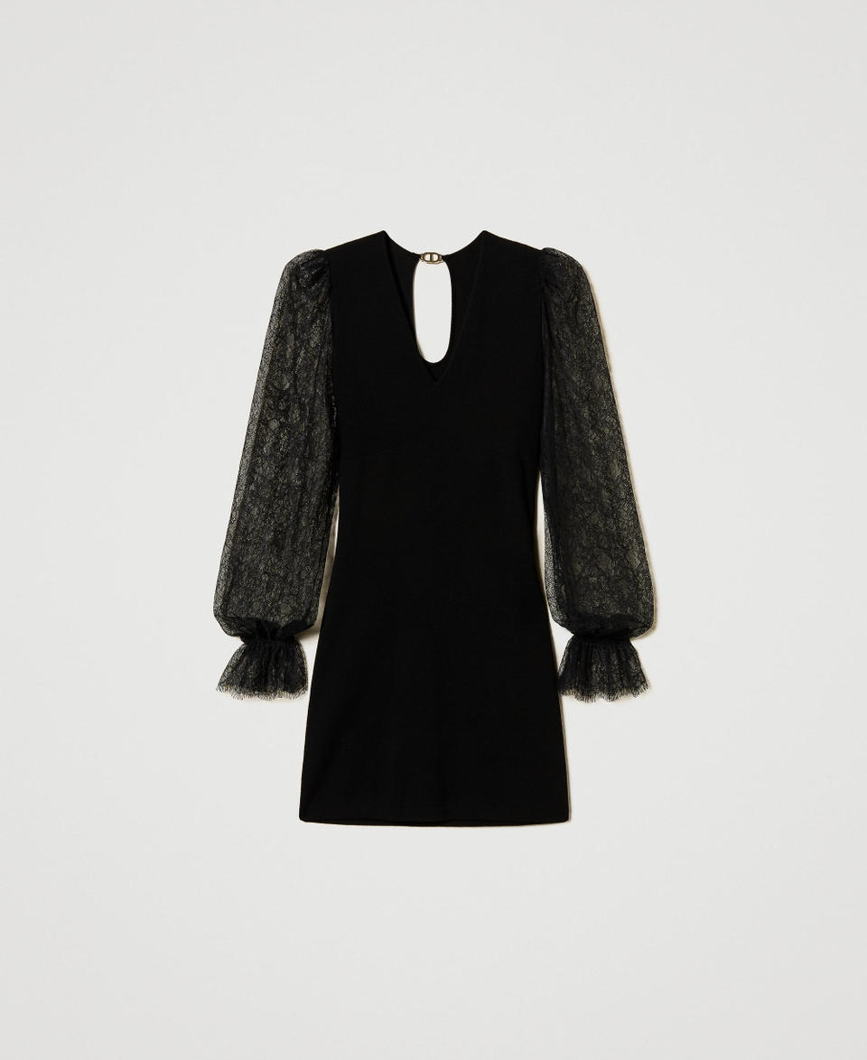 Twin Set Abito corto in maglia con pizzo Vendita