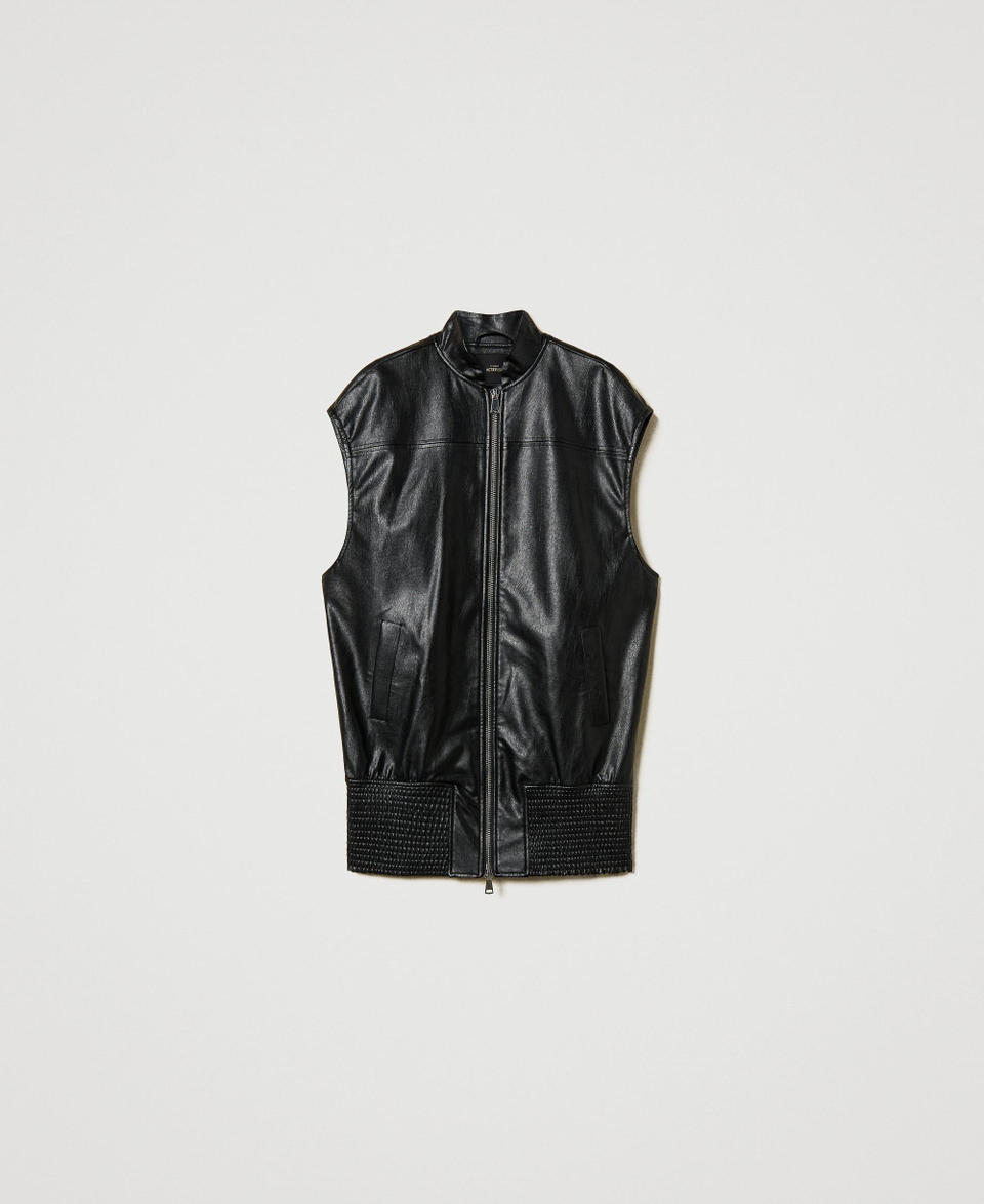 Twin Set Gilet lungo effetto pelle Pezzi Unici