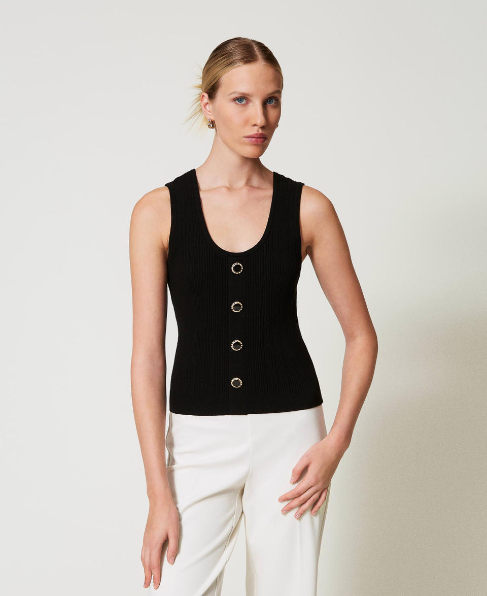 Twin Set Top in maglia con bottoni décor Negozi Online