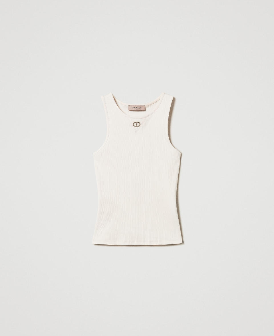 Twin Set Top fitted a costine con Oval T Acquista Ora