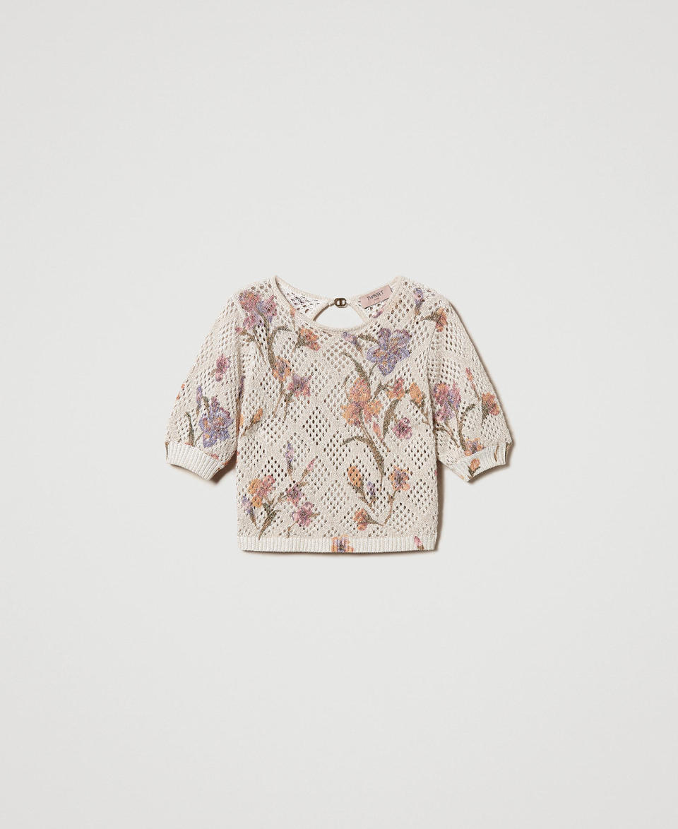 Twin Set Maglia a rete con stampa a fiori Promozione Limitata