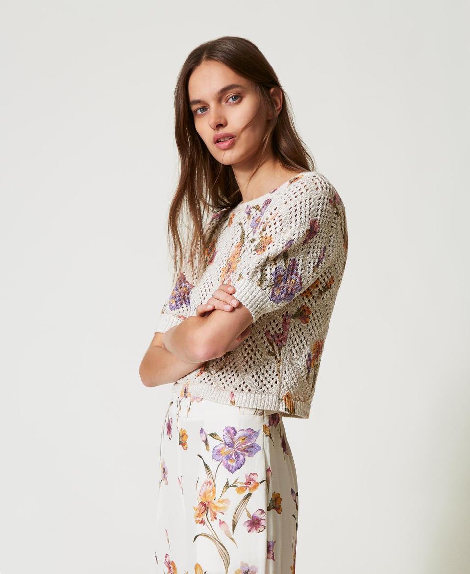 Twin Set Maglia a rete con stampa a fiori Promozione Limitata