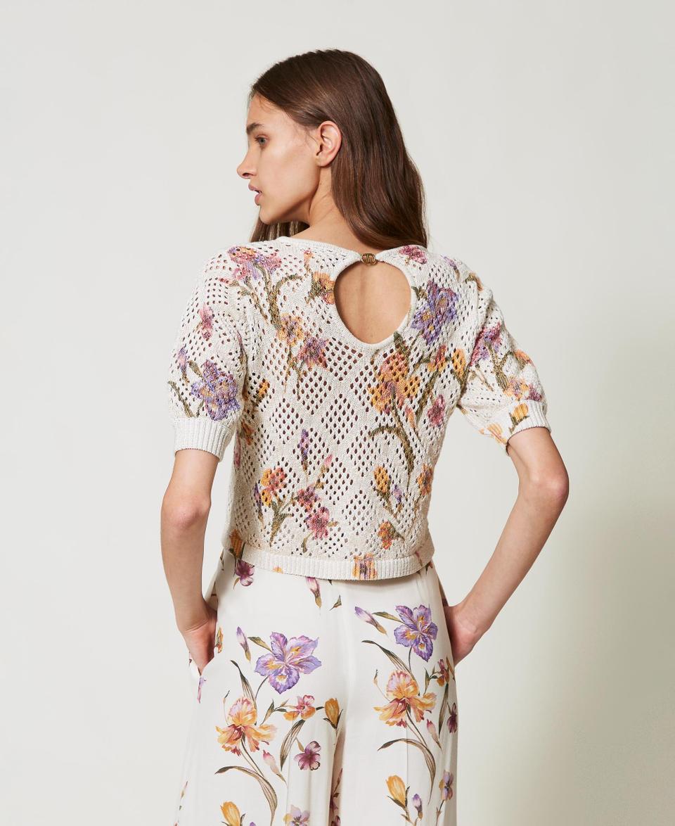 Twin Set Maglia a rete con stampa a fiori Promozione Limitata