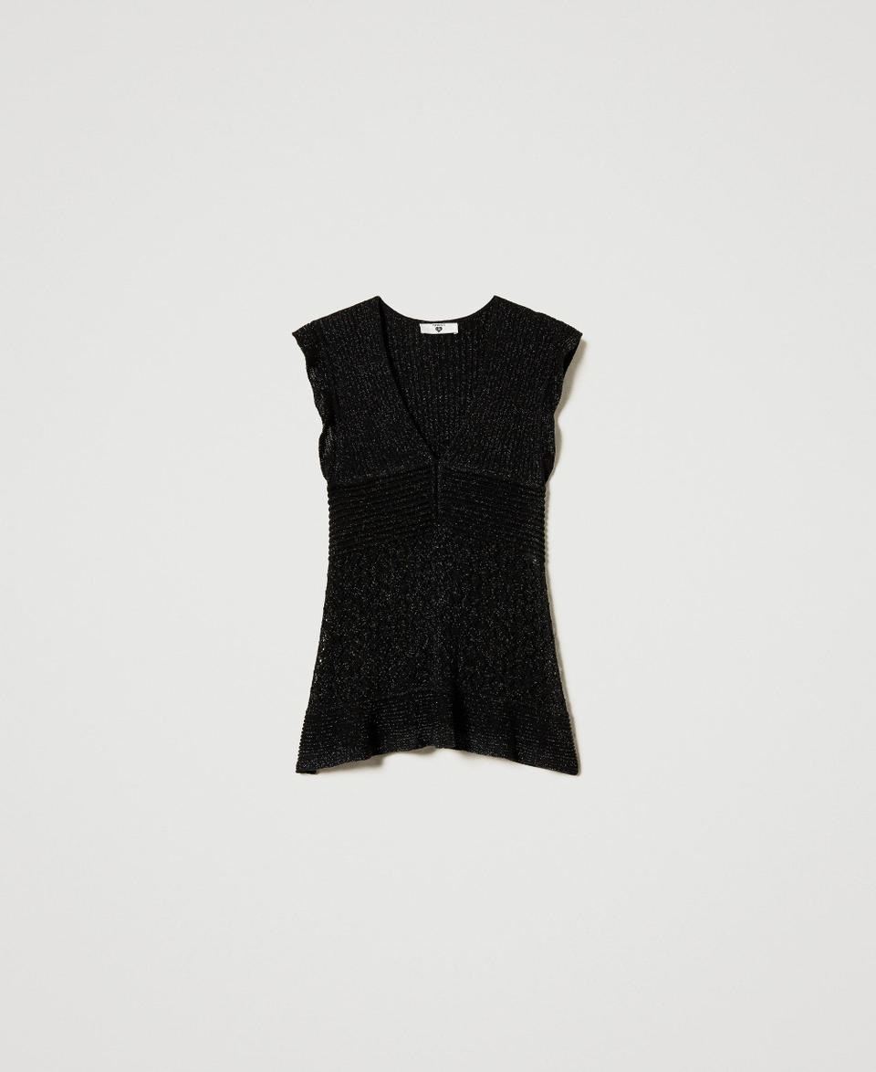 Twin Set Maglia in filato lurex con volant Shopping Online