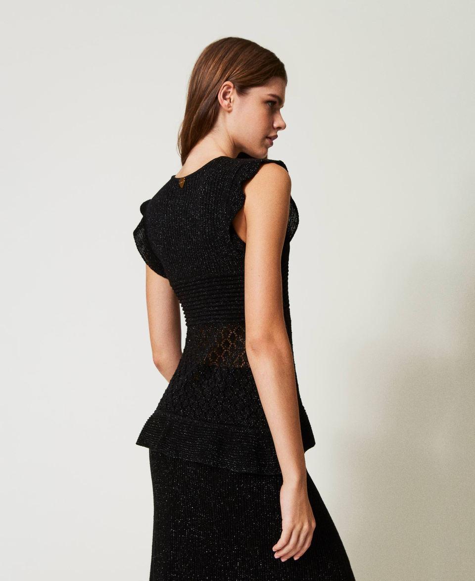 Twin Set Maglia in filato lurex con volant Shopping Online