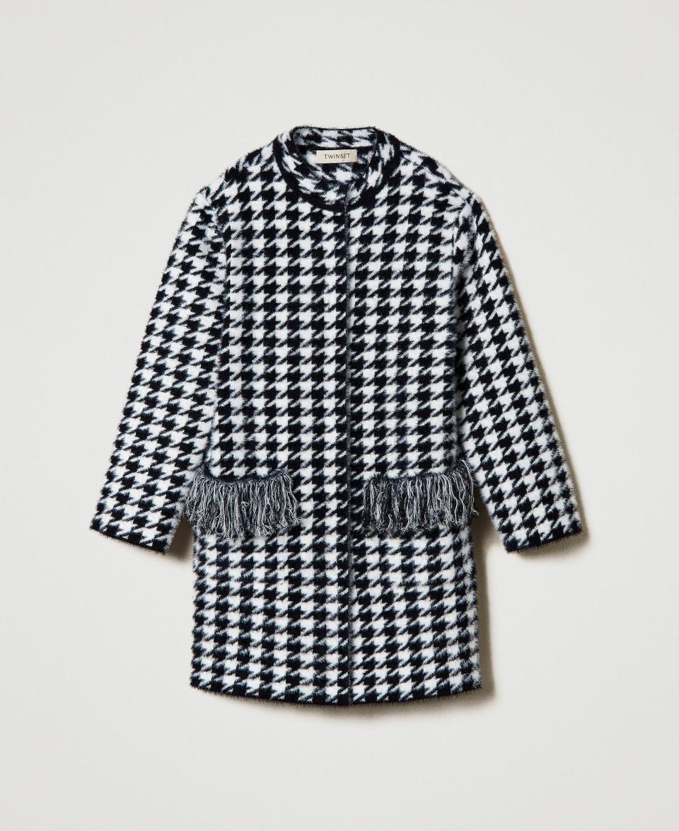 Twin Set Cappotto in maglia jacquard pied de poule Offerta