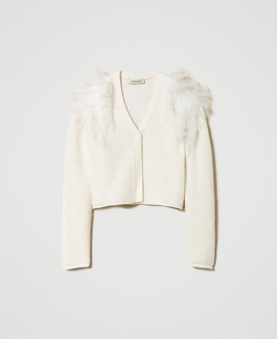 Twin Set Cardigan regular con balze in tulle Economico
